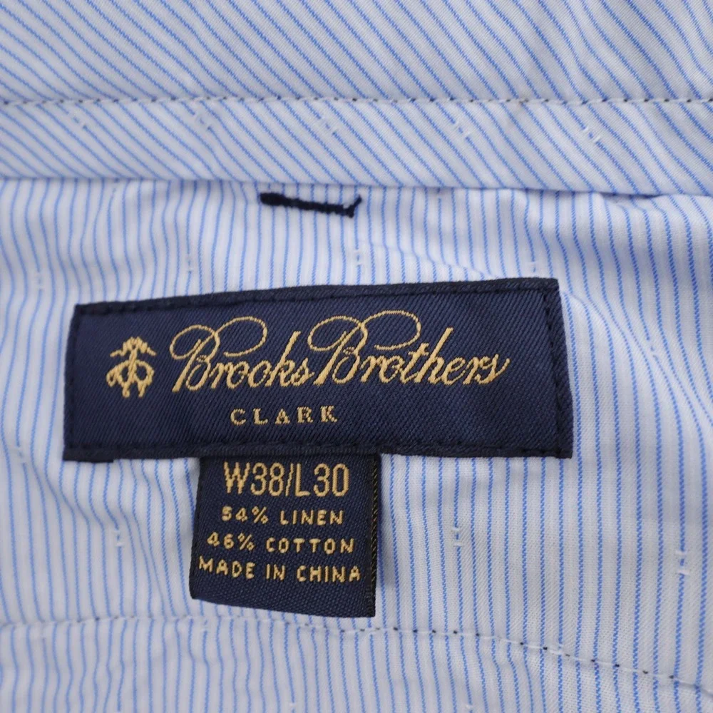 Brooks Brothers Clark Baird McNutt Irish Linen Chino Pants Navy Mens 38x30